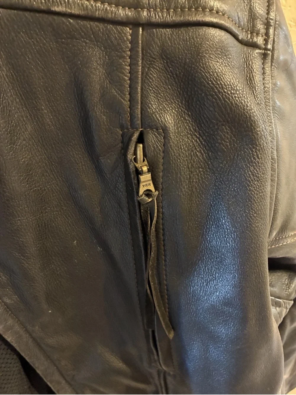 Frontier Leather Black Jacket Biker Motorcycle Zip Size 48 Vintage